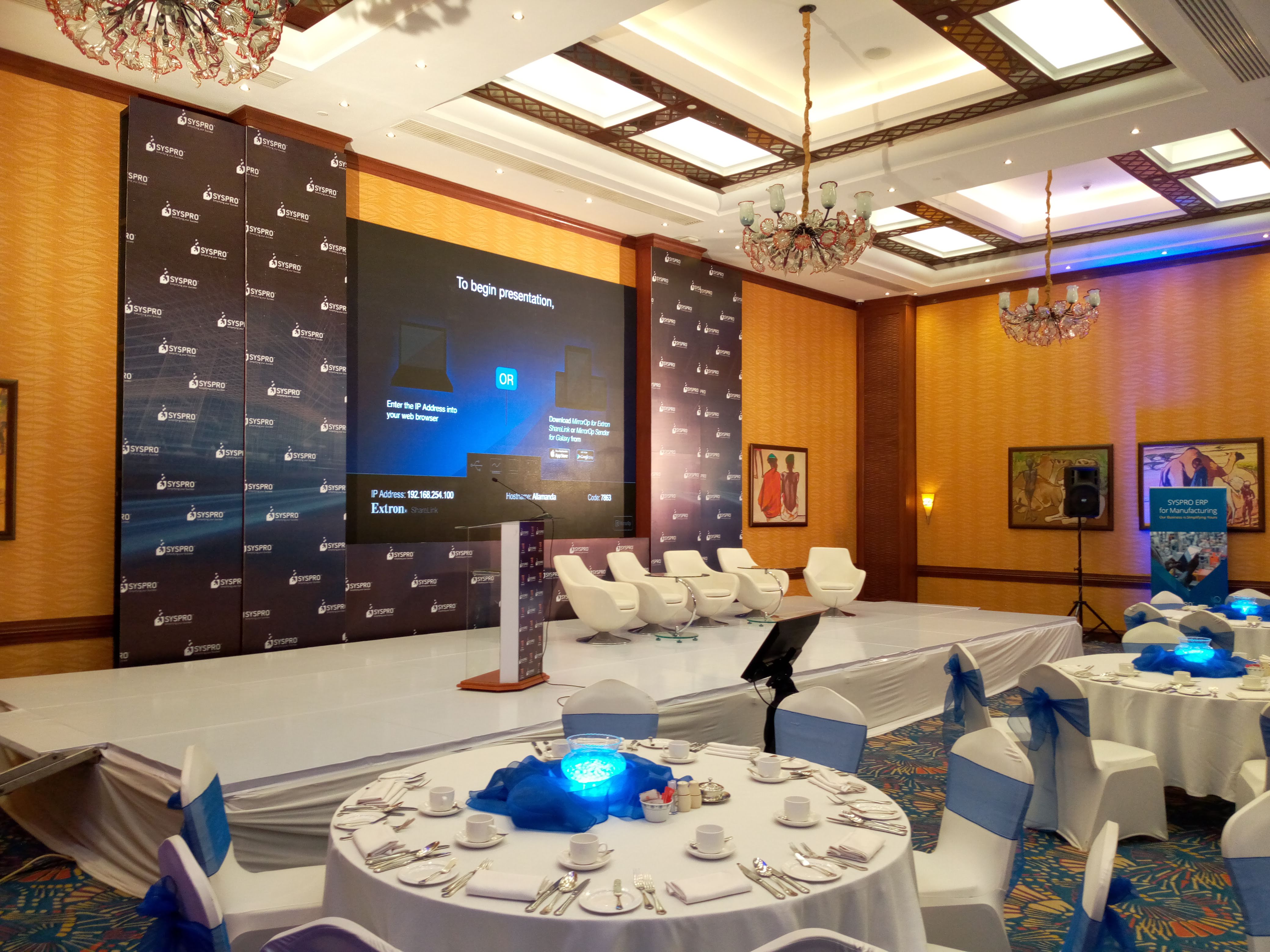 A conference main stage built and branded